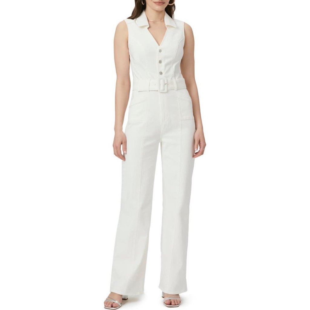 Paige Sasha Belted Ecru Denim Jumpsuit Size 4
